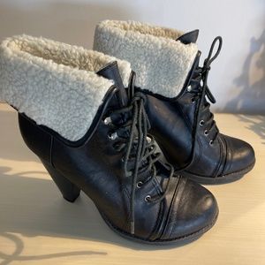 Adorable MIA Lace Up Faux Fur/Faux Leather Heeled Boots- Brand New- Size 8